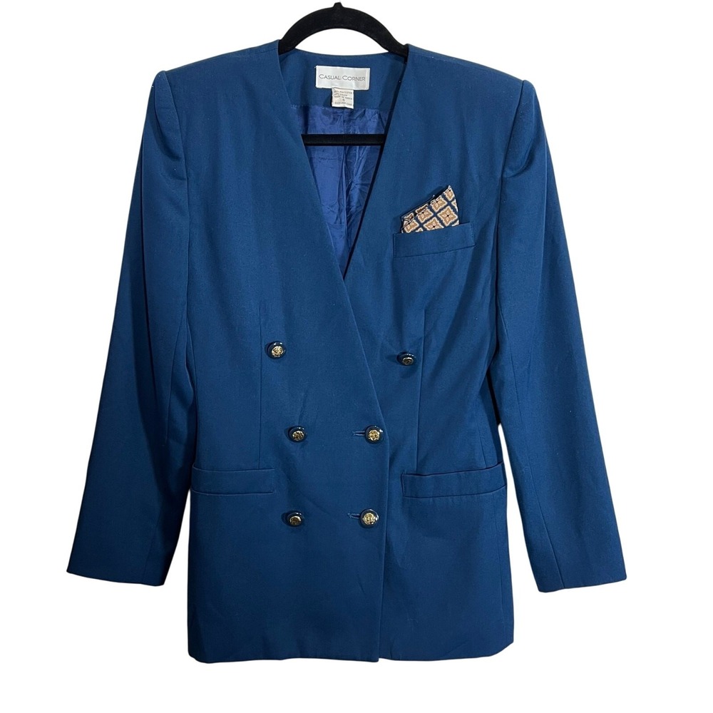 Casual Corner Executive Skirt and Blazer Suit Blue Vintage Size 4 Professional